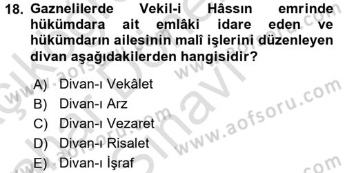 İlk Müslüman Türk Devletleri Dersi 2015 - 2016 Yılı (Final) Dönem Sonu Sınav Soruları 18. Soru