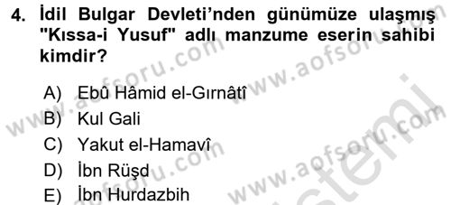 İlk Müslüman Türk Devletleri Dersi 2015 - 2016 Yılı (Final) Dönem Sonu Sınav Soruları 4. Soru