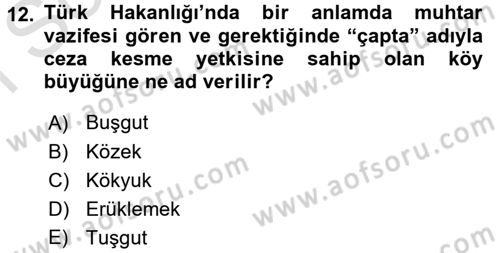 İlk Müslüman Türk Devletleri Dersi 2016 - 2017 Yılı (Final) Dönem Sonu Sınav Soruları 12. Soru