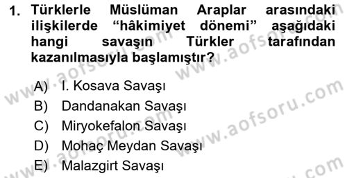 İlk Müslüman Türk Devletleri Dersi 2018 - 2019 Yılı (Vize) Ara Sınav Soruları 1. Soru