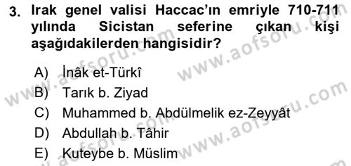 İlk Müslüman Türk Devletleri Dersi 2018 - 2019 Yılı (Vize) Ara Sınavı 3. Soru