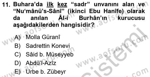 İlk Müslüman Türk Devletleri Dersi 2018 - 2019 Yılı Yaz Okulu Sınav Soruları 11. Soru