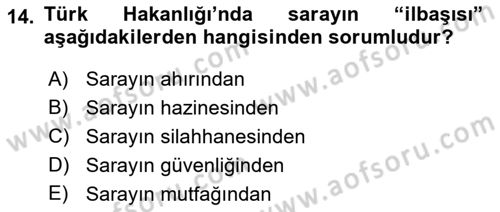 İlk Müslüman Türk Devletleri Dersi 2018 - 2019 Yılı Yaz Okulu Sınav Soruları 14. Soru