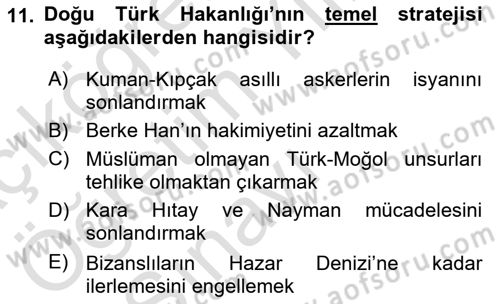 İlk Müslüman Türk Devletleri Dersi 2020 - 2021 Yılı Yaz Okulu Sınav Soruları 11. Soru