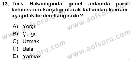İlk Müslüman Türk Devletleri Dersi 2020 - 2021 Yılı Yaz Okulu Sınav Soruları 13. Soru