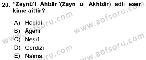 İlk Müslüman Türk Devletleri Dersi 2020 - 2021 Yılı Yaz Okulu Sınav Soruları 20. Soru