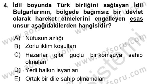 İlk Müslüman Türk Devletleri Dersi 2020 - 2021 Yılı Yaz Okulu Sınav Soruları 4. Soru