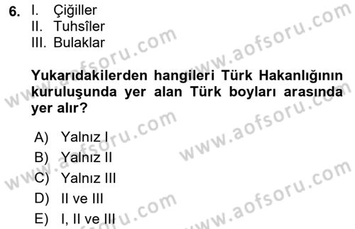 İlk Müslüman Türk Devletleri Dersi 2020 - 2021 Yılı Yaz Okulu Sınav Soruları 6. Soru