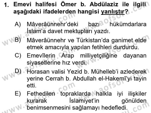 İlk Müslüman Türk Devletleri Dersi 2021 - 2022 Yılı (Vize) Ara Sınav Soruları 1. Soru