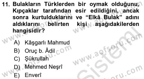 İlk Müslüman Türk Devletleri Dersi 2021 - 2022 Yılı (Vize) Ara Sınav Soruları 11. Soru