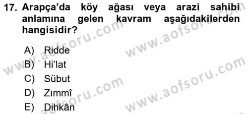İlk Müslüman Türk Devletleri Dersi 2021 - 2022 Yılı (Vize) Ara Sınav Soruları 17. Soru
