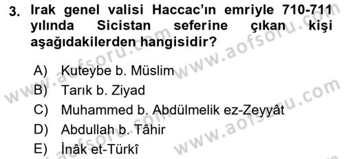 İlk Müslüman Türk Devletleri Dersi 2021 - 2022 Yılı (Vize) Ara Sınav Soruları 3. Soru
