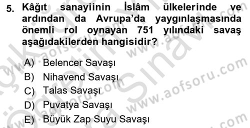 İlk Müslüman Türk Devletleri Dersi 2021 - 2022 Yılı (Vize) Ara Sınav Soruları 5. Soru