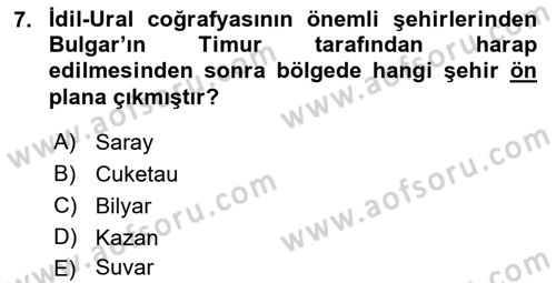 İlk Müslüman Türk Devletleri Dersi 2021 - 2022 Yılı (Vize) Ara Sınav Soruları 7. Soru