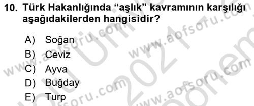 İlk Müslüman Türk Devletleri Dersi 2021 - 2022 Yılı (Final) Dönem Sonu Sınav Soruları 10. Soru
