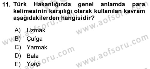 İlk Müslüman Türk Devletleri Dersi 2021 - 2022 Yılı (Final) Dönem Sonu Sınav Soruları 11. Soru