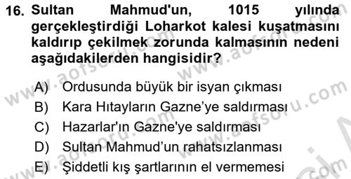 İlk Müslüman Türk Devletleri Dersi 2021 - 2022 Yılı (Final) Dönem Sonu Sınav Soruları 16. Soru