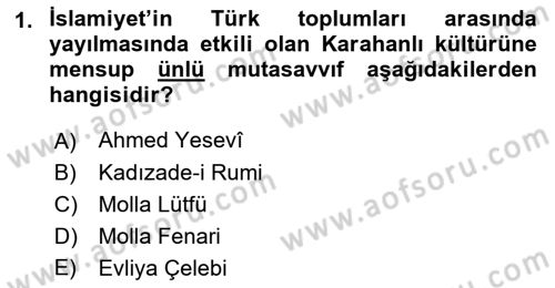 İlk Müslüman Türk Devletleri Dersi 2021 - 2022 Yılı Yaz Okulu Sınav Soruları 1. Soru