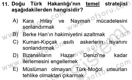 İlk Müslüman Türk Devletleri Dersi 2021 - 2022 Yılı Yaz Okulu Sınav Soruları 11. Soru
