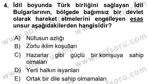 İlk Müslüman Türk Devletleri Dersi 2021 - 2022 Yılı Yaz Okulu Sınav Soruları 4. Soru