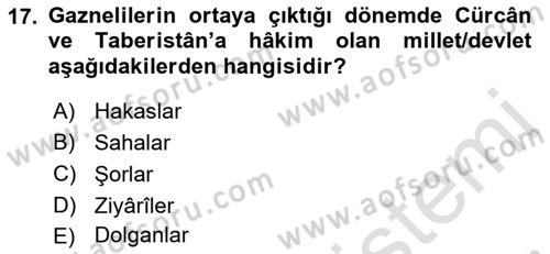 İlk Müslüman Türk Devletleri Dersi 2022 - 2023 Yılı Yaz Okulu Sınav Soruları 17. Soru