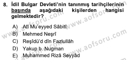 İlk Müslüman Türk Devletleri Dersi 2022 - 2023 Yılı Yaz Okulu Sınav Soruları 8. Soru