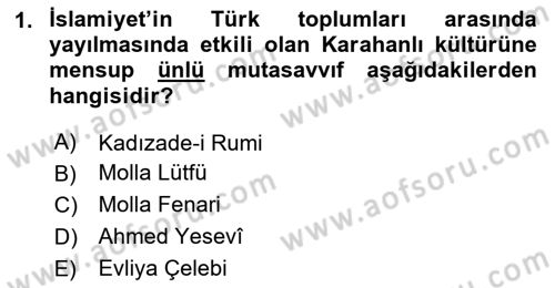 İlk Müslüman Türk Devletleri Dersi 2023 - 2024 Yılı (Vize) Ara Sınav Soruları 1. Soru