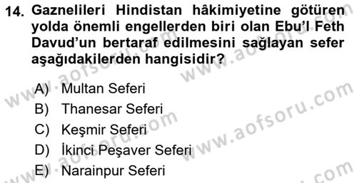 İlk Müslüman Türk Devletleri Dersi 2023 - 2024 Yılı (Final) Dönem Sonu Sınav Soruları 14. Soru