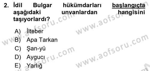 İlk Müslüman Türk Devletleri Dersi 2023 - 2024 Yılı (Final) Dönem Sonu Sınav Soruları 2. Soru