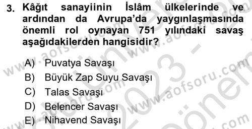 İlk Müslüman Türk Devletleri Dersi Dönem Sonu Sınavı Deneme Sınav Soruları 3. Soru