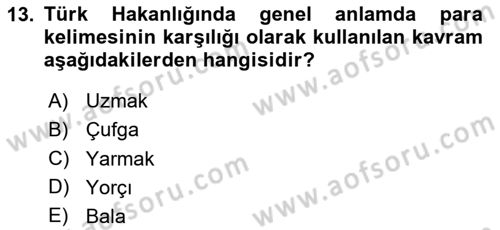İlk Müslüman Türk Devletleri Dersi 2023 - 2024 Yılı Yaz Okulu Sınav Soruları 13. Soru