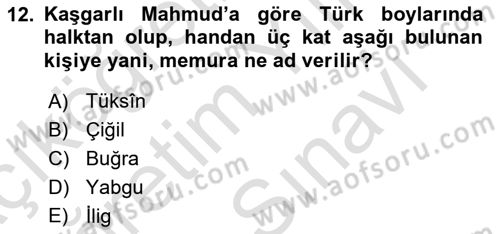 İlk Müslüman Türk Devletleri Dersi 2024 - 2025 Yılı (Vize) Ara Sınav Soruları 12. Soru
