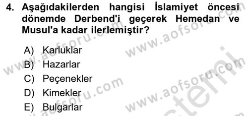 İlk Müslüman Türk Devletleri Dersi 2024 - 2025 Yılı (Vize) Ara Sınav Soruları 4. Soru