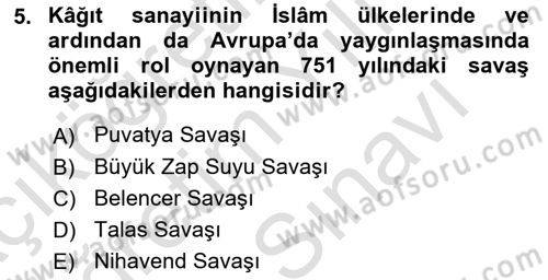 İlk Müslüman Türk Devletleri Dersi 2024 - 2025 Yılı (Vize) Ara Sınav Soruları 5. Soru