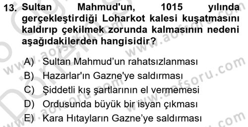 İlk Müslüman Türk Devletleri Dersi Dönem Sonu Sınavı Deneme Sınav Soruları 13. Soru
