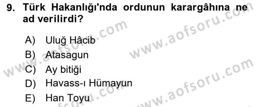İlk Müslüman Türk Devletleri Dersi 2024 - 2025 Yılı (Final) Dönem Sonu Sınav Soruları 9. Soru