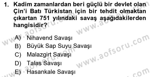 İlk Müslüman Türk Devletleri Dersi 2024 - 2025 Yılı Yaz Okulu Sınav Soruları 1. Soru