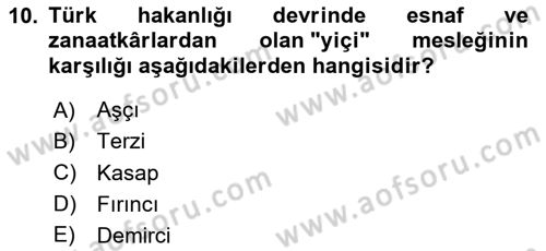 İlk Müslüman Türk Devletleri Dersi 2024 - 2025 Yılı Yaz Okulu Sınav Soruları 10. Soru