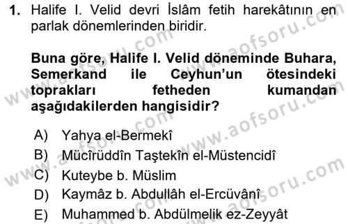 İlk Müslüman Türk Devletleri Dersi 2025 - 2026 Yılı (Vize) Ara Sınav Soruları 1. Soru