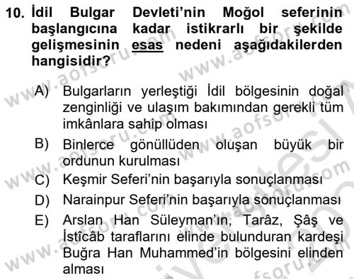 İlk Müslüman Türk Devletleri Dersi 2025 - 2026 Yılı (Vize) Ara Sınav Soruları 10. Soru
