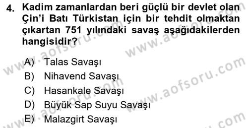İlk Müslüman Türk Devletleri Dersi 2025 - 2026 Yılı (Vize) Ara Sınav Soruları 4. Soru