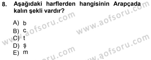 Osmanlı Türkçesi 1 Dersi 2012 - 2013 Yılı (Vize) Ara Sınav Soruları 8. Soru