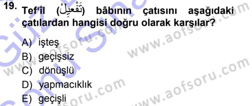 Osmanlı Türkçesi 1 Dersi 2012 - 2013 Yılı (Final) Dönem Sonu Sınav Soruları 19. Soru