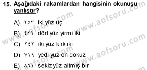 Osmanlı Türkçesi 1 Dersi 2013 - 2014 Yılı (Vize) Ara Sınav Soruları 15. Soru