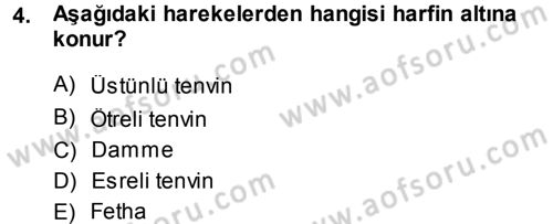 Osmanlı Türkçesi 1 Dersi 2013 - 2014 Yılı (Vize) Ara Sınav Soruları 4. Soru