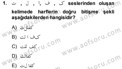 Osmanlı Türkçesi 1 Dersi 2013 - 2014 Yılı (Final) Dönem Sonu Sınav Soruları 1. Soru