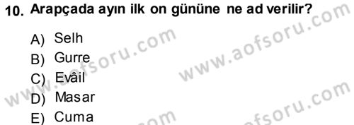 Osmanlı Türkçesi 1 Dersi 2013 - 2014 Yılı (Final) Dönem Sonu Sınav Soruları 10. Soru
