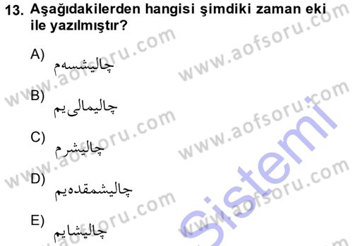 Osmanlı Türkçesi 1 Dersi 2014 - 2015 Yılı (Vize) Ara Sınav Soruları 13. Soru