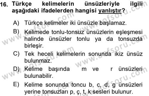 Osmanlı Türkçesi 1 Dersi 2015 - 2016 Yılı (Vize) Ara Sınav Soruları 16. Soru