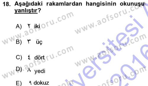 Osmanlı Türkçesi 1 Dersi 2015 - 2016 Yılı (Vize) Ara Sınav Soruları 18. Soru